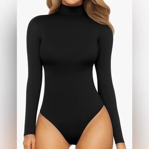 MANGOPOP Women's Mock Turtle Neck Sleeveless Long Sleeve Tops Bodysuit Size S